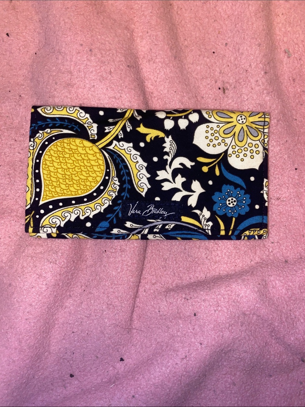 Vera Bradley Navy Yellow Floral Quilted Card/Passbook Holder